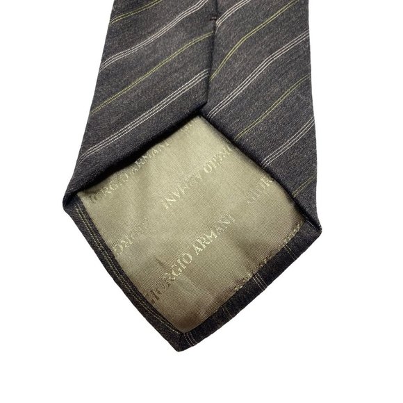 GIORGIO ARMANI Grey Cross striped 35% Silk,56% Lana Wool Tie Men's - Picture 3 of 8